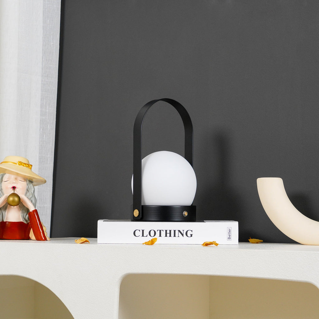 Portable Table Lamp | Metal & Glass | Warm Light, Multiple Colors