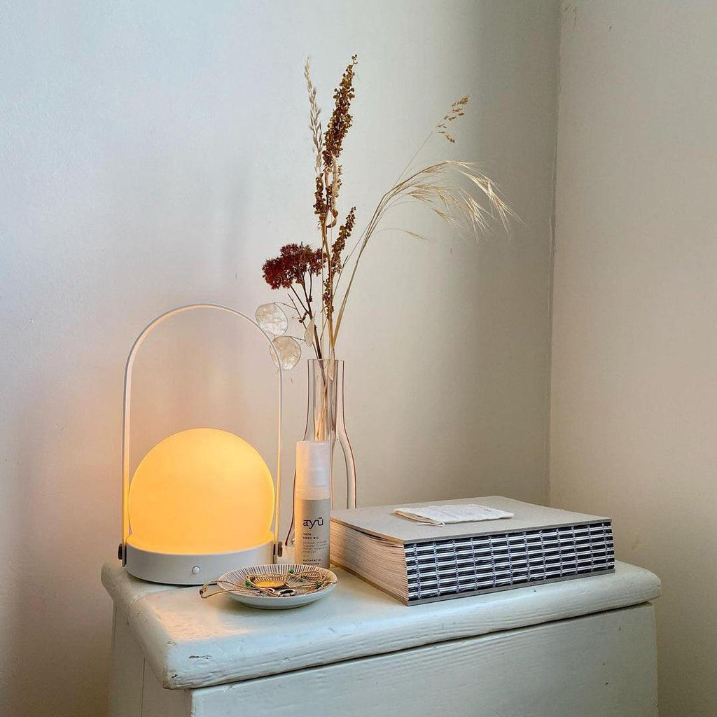 Portable Table Lamp | Metal & Glass | Warm Light, Multiple Colors