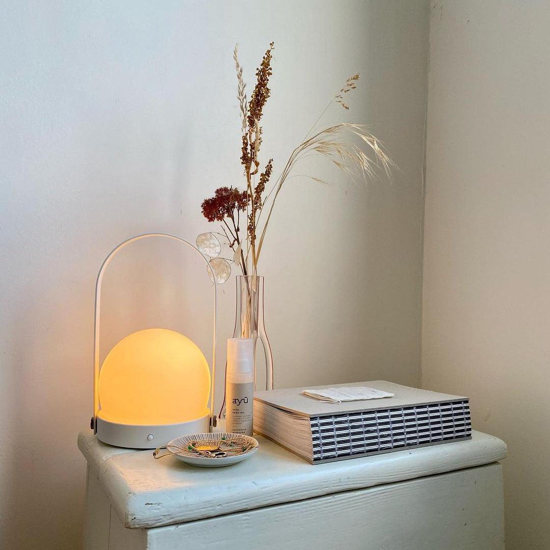 Portable Table Lamp | Metal & Glass | Warm Light, Multiple Colors