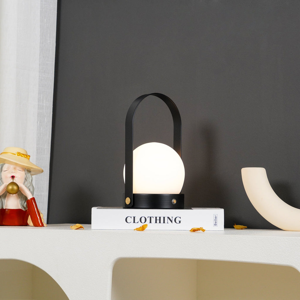 Portable Table Lamp | Metal & Glass | Warm Light, Multiple Colors
