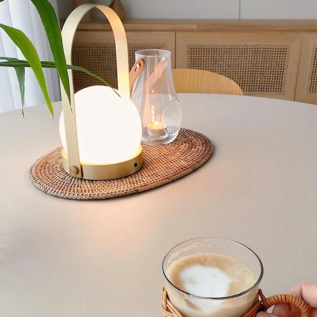 Portable Table Lamp | Metal & Glass | Warm Light, Multiple Colors