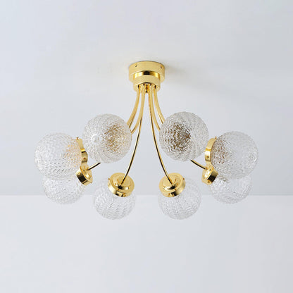 Carved Glass Ceiling Lamp | Metal & Glass | Gold/Chrome