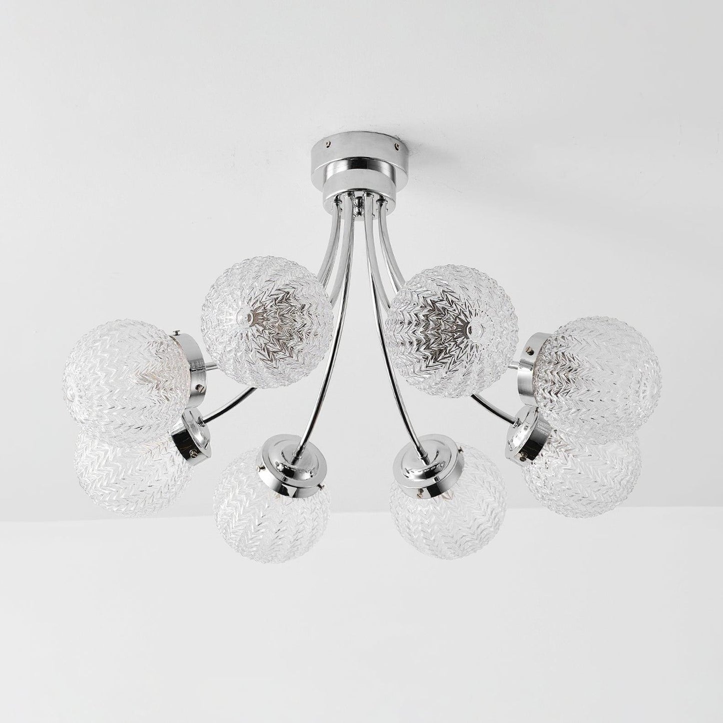 Carved Glass Ceiling Lamp | Metal & Glass | Gold/Chrome