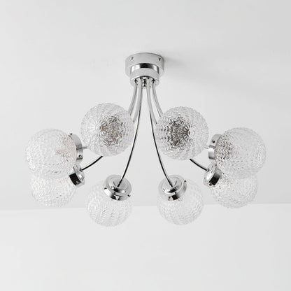 Carved Glass Ceiling Lamp | Metal & Glass | Gold/Chrome