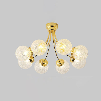 Carved Glass Ceiling Lamp | Metal & Glass | Gold/Chrome