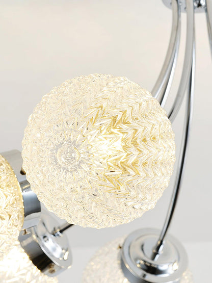 Carved Glass Ceiling Lamp | Metal & Glass | Gold/Chrome