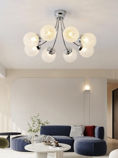 Carved Glass Ceiling Lamp | Metal & Glass | Gold/Chrome