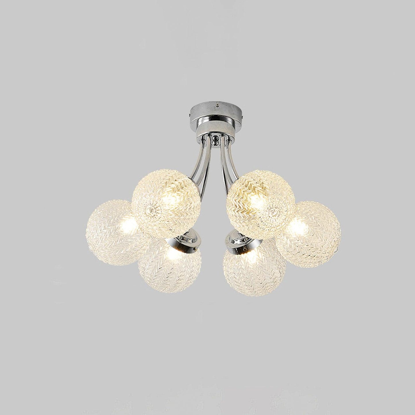 Carved Glass Ceiling Lamp | Metal & Glass | Gold/Chrome