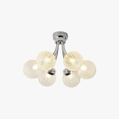Carved Glass Ceiling Lamp | Metal & Glass | Gold/Chrome