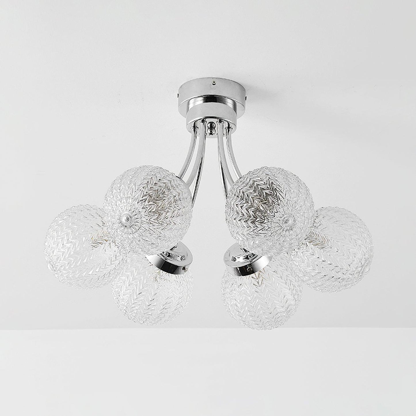 Carved Glass Ceiling Lamp | Metal & Glass | Gold/Chrome
