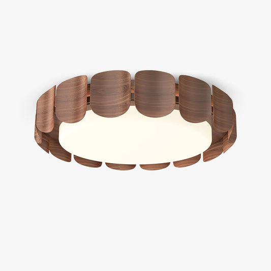 Cascadia Flare Ceiling Light | Metal & Acrylic | Walnut Wood & White