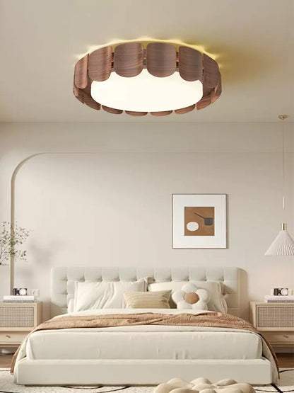 Cascadia Flare Ceiling Light | Metal & Acrylic | Walnut Wood & White