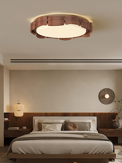 Cascadia Flare Ceiling Light | Metal & Acrylic | Walnut Wood & White