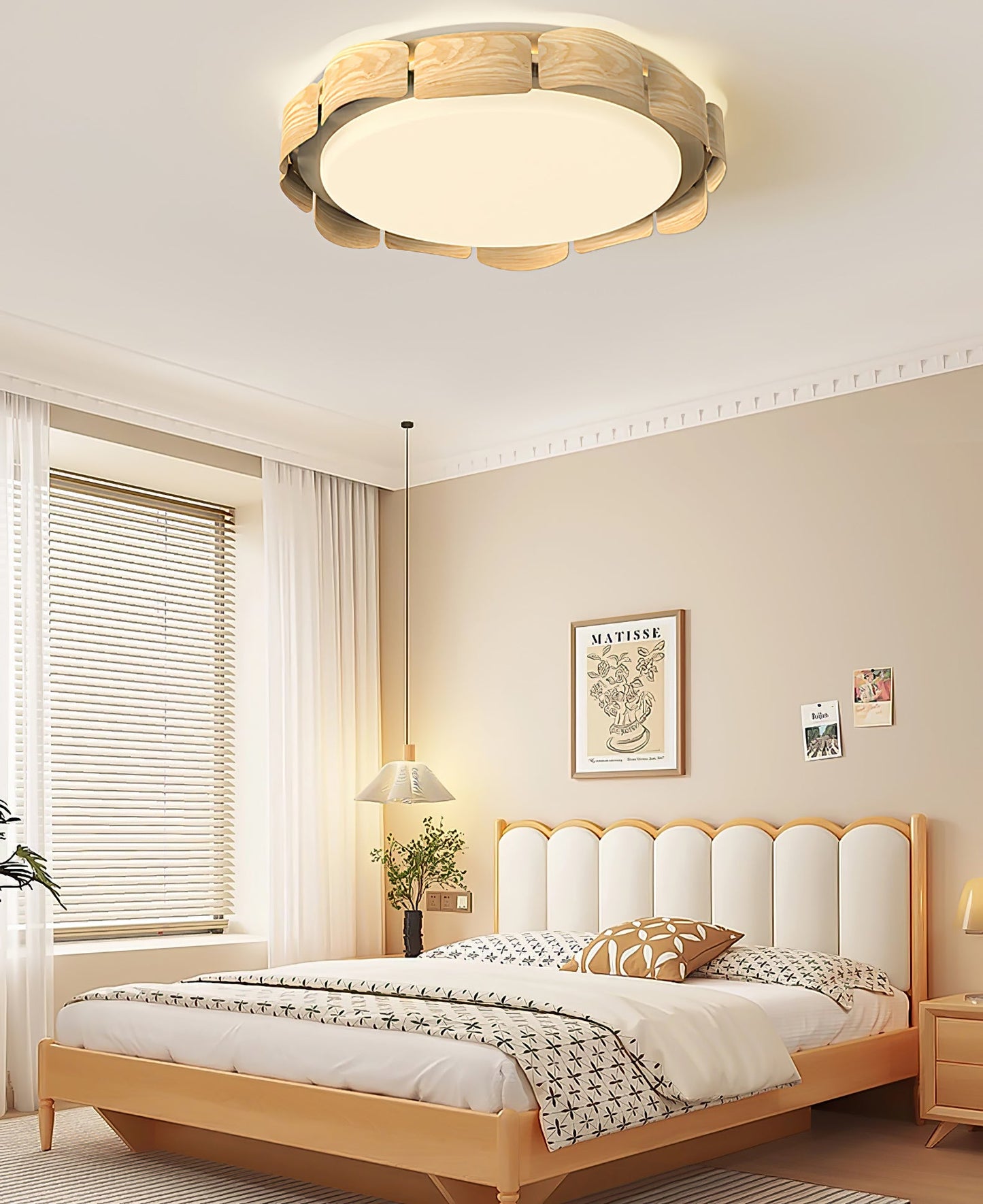 Cascadia Flare Ceiling Light | Metal & Acrylic | Walnut Wood & White