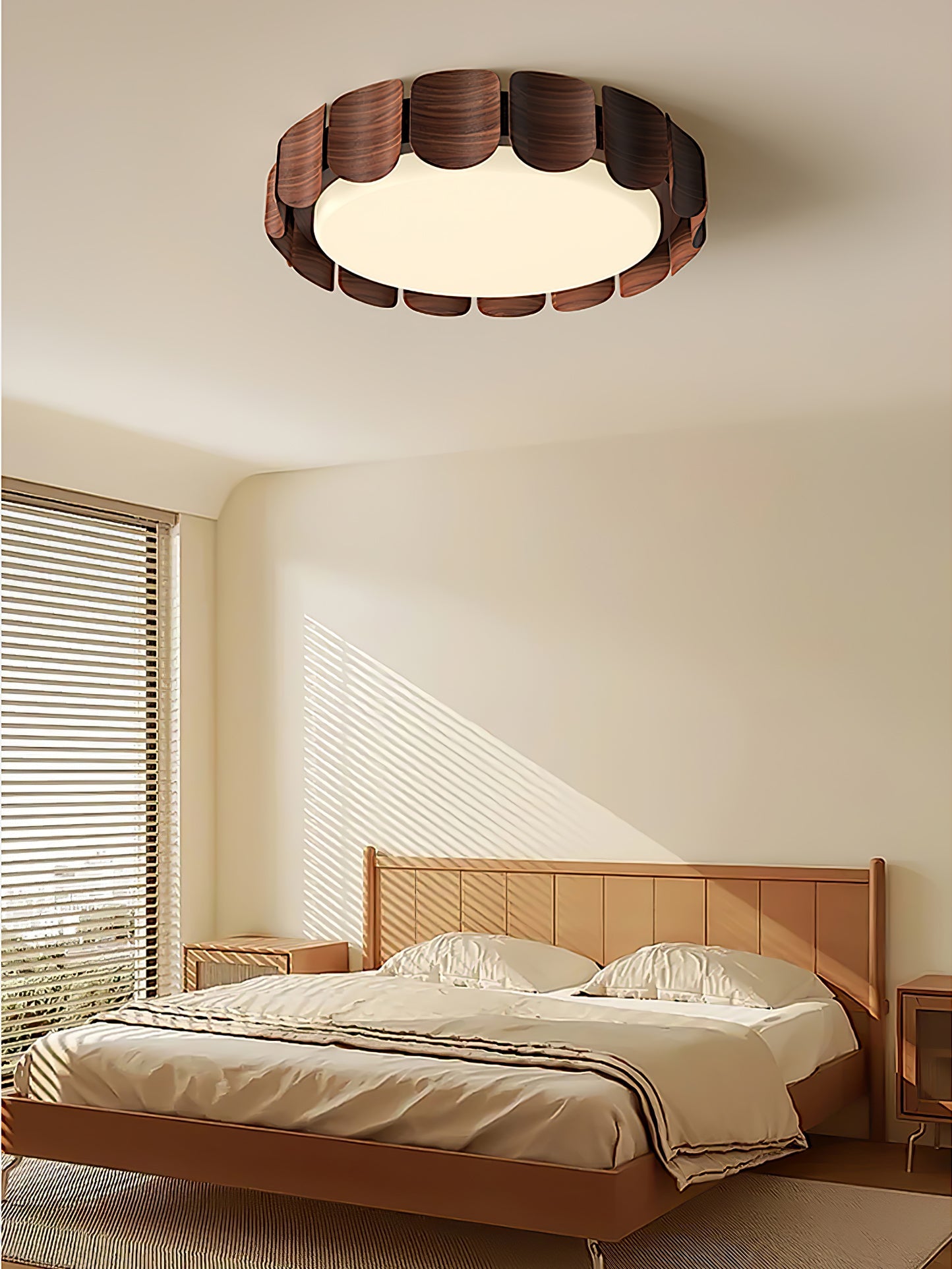 Cascadia Flare Ceiling Light | Metal & Acrylic | Walnut Wood & White