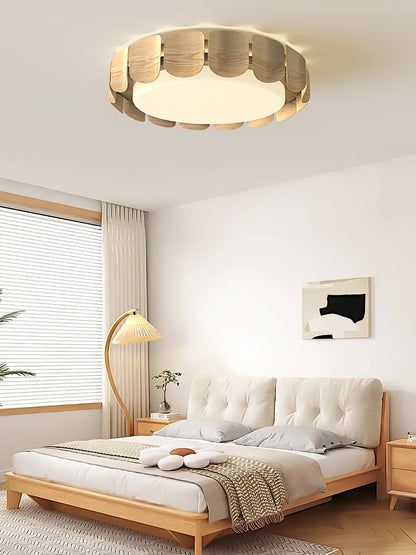 Cascadia Flare Ceiling Light | Metal & Acrylic | Walnut Wood & White