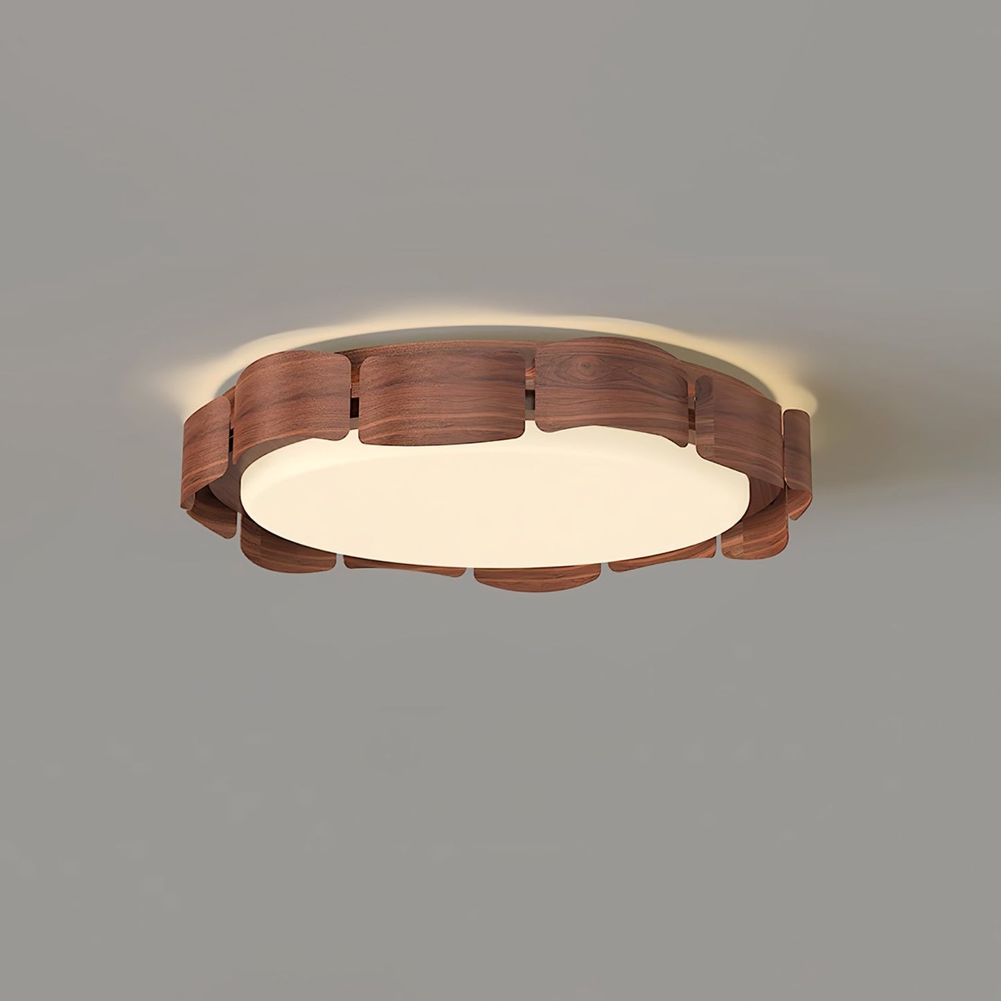 Cascadia Flare Ceiling Light | Metal & Acrylic | Walnut Wood & White