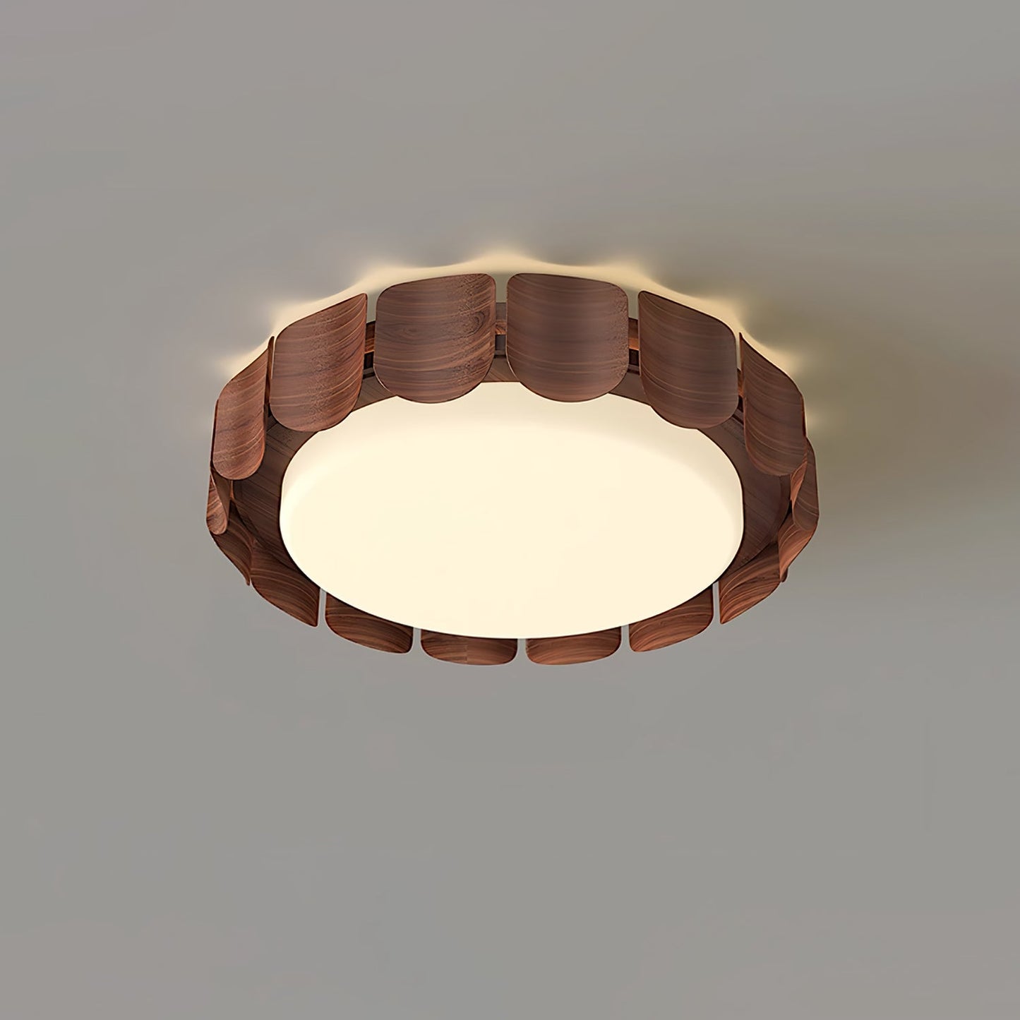 Cascadia Flare Ceiling Light | Metal & Acrylic | Walnut Wood & White
