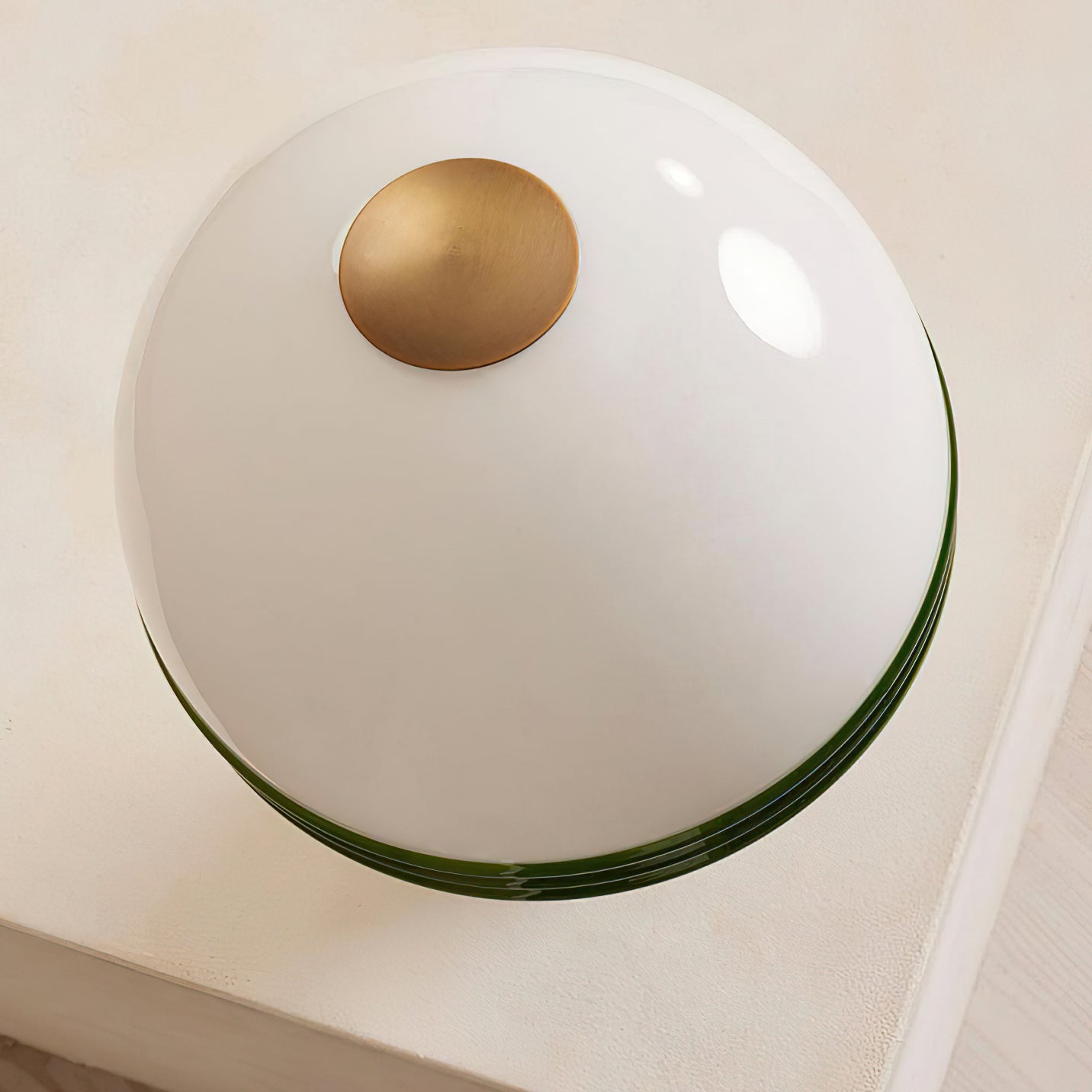 Marble Table Lamp | Green Marble Base | White Glass Shade