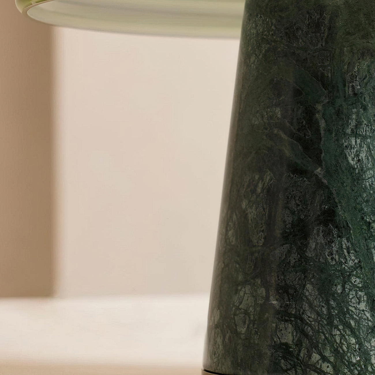 Marble Table Lamp | Green Marble Base | White Glass Shade