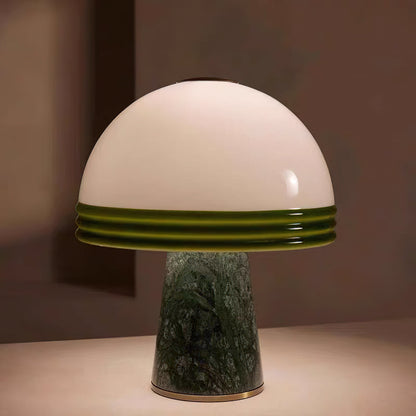 Marble Table Lamp | Green Marble Base | White Glass Shade