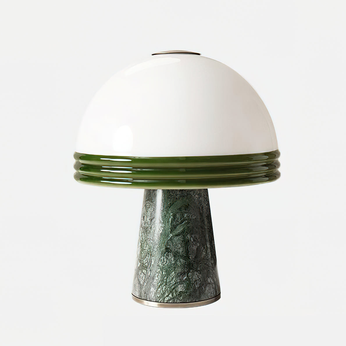 Marble Table Lamp | Green Marble Base | White Glass Shade