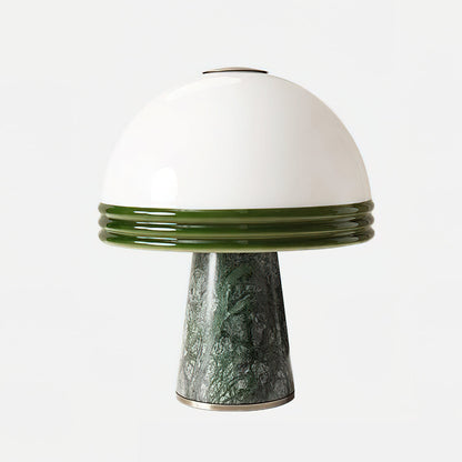 Marble Table Lamp | Green Marble Base | White Glass Shade