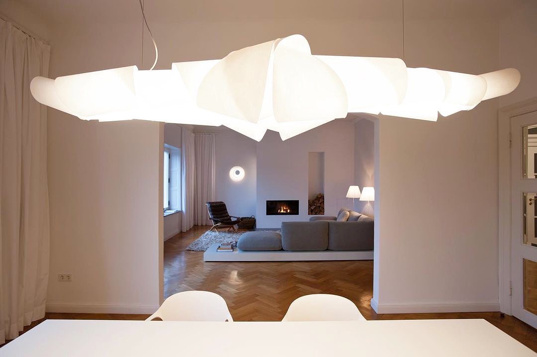 Caterpillar Chandelier | White PVC & Metal | 120cm/150cm Diameter