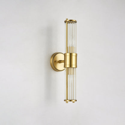 Celeste Cylinder Wall Light | Brass & Glass | Clear Shade