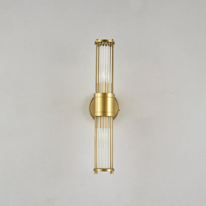 Celeste Cylinder Wall Light | Brass & Glass | Clear Shade