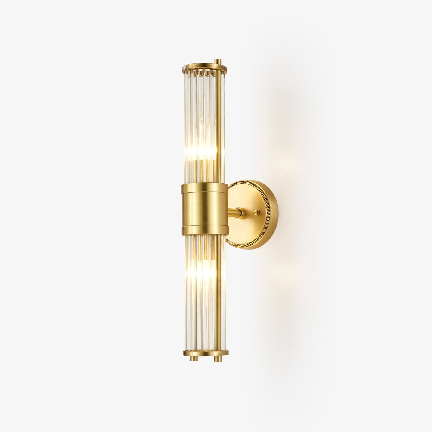 Celeste Cylinder Wall Light | Brass & Glass | Clear Shade