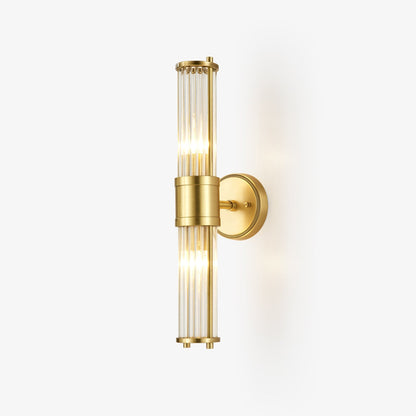 Celeste Cylinder Wall Light | Brass & Glass | Clear Shade