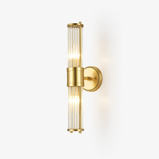Celeste Cylinder Wall Light | Brass & Glass | Clear Shade