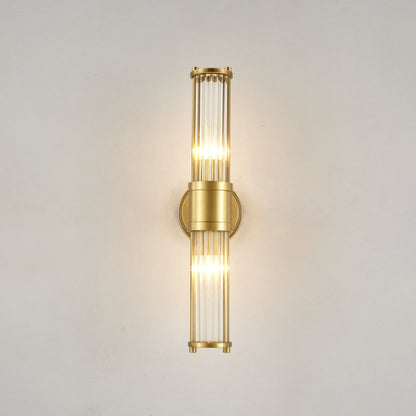 Celeste Cylinder Wall Light | Brass & Glass | Clear Shade