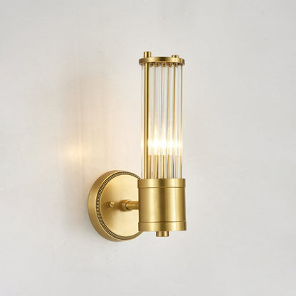 Celeste Cylinder Wall Light | Brass & Glass | Clear Shade