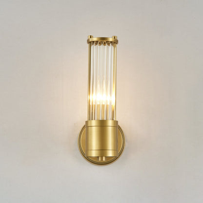 Celeste Cylinder Wall Light | Brass & Glass | Clear Shade
