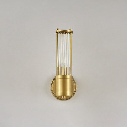 Celeste Cylinder Wall Light | Brass & Glass | Clear Shade