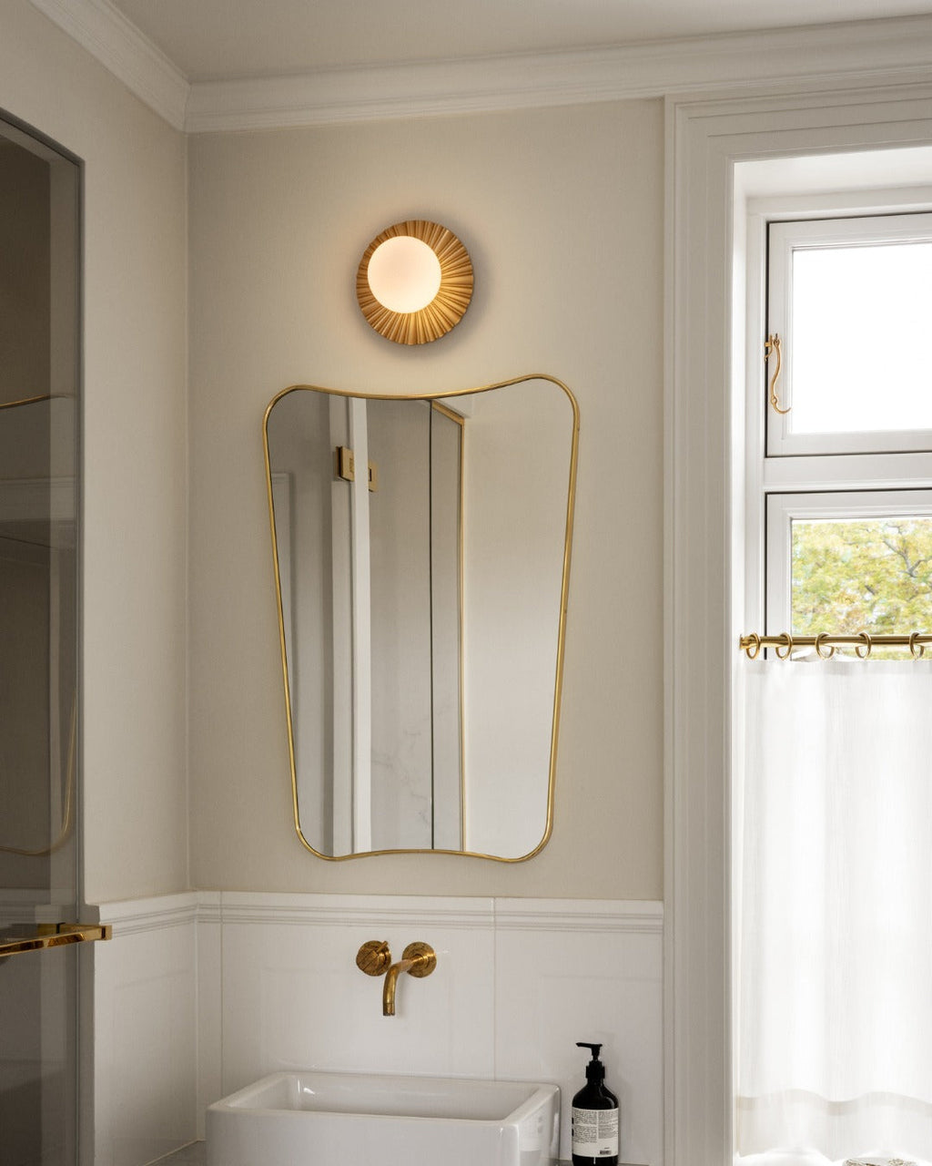 Celeste Wall Lamp | Metal, Brass, Glass | Black, White, Clear