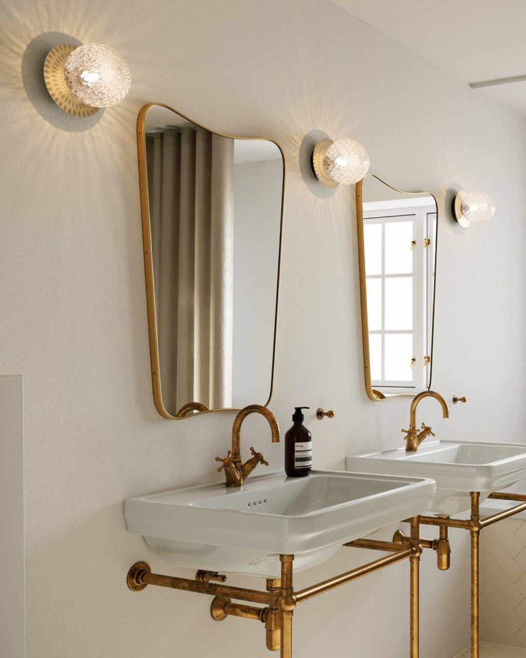 Celeste Wall Lamp | Metal, Brass, Glass | Black, White, Clear