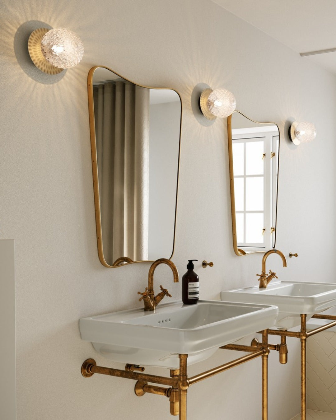 Celeste Wall Lamp | Metal, Brass, Glass | Black, White, Clear