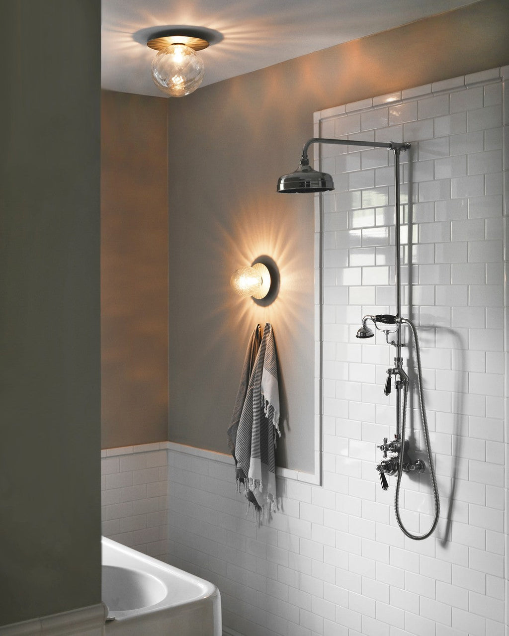 Celeste Wall Lamp | Metal, Brass, Glass | Black, White, Clear