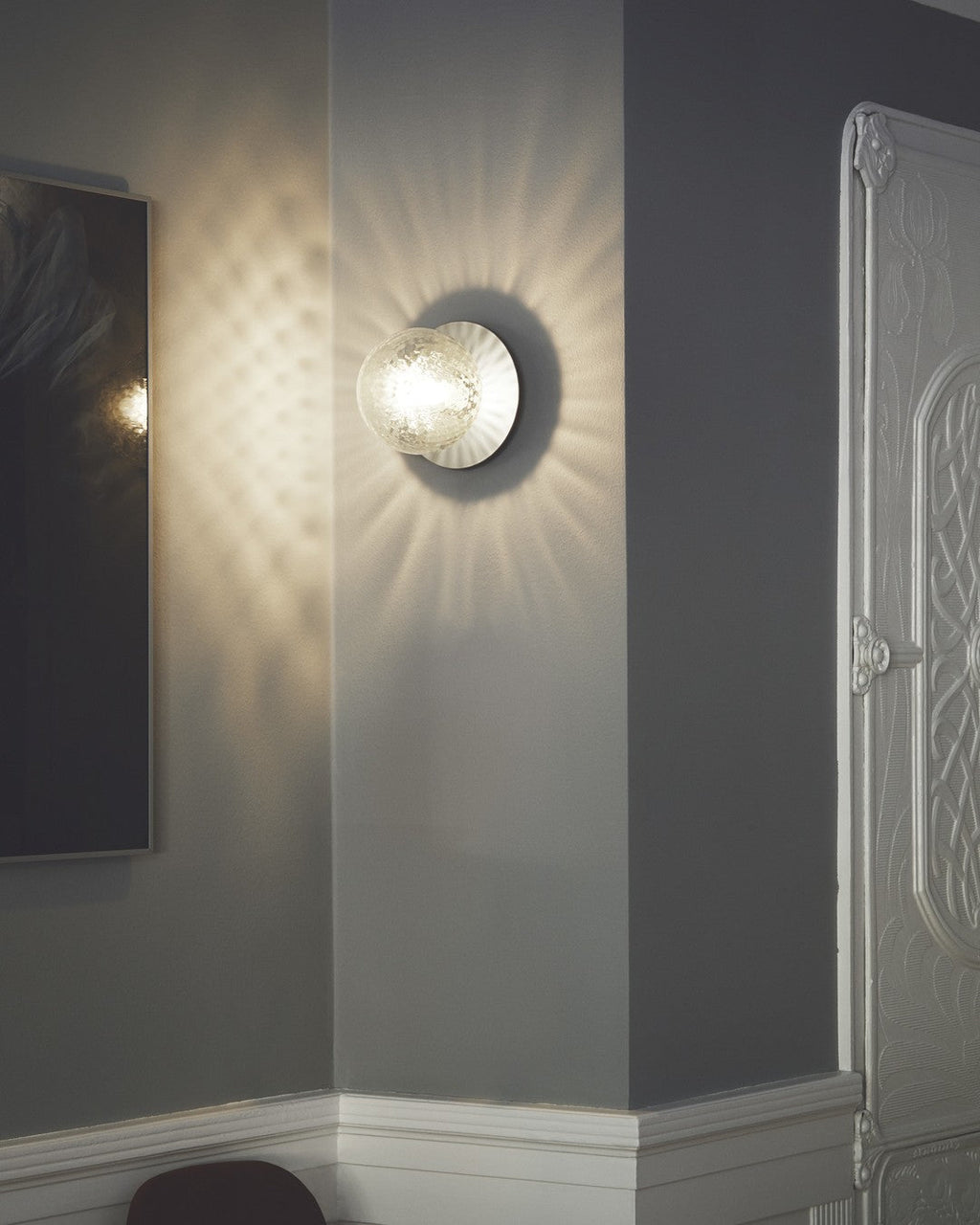 Celeste Wall Lamp | Metal, Brass, Glass | Black, White, Clear