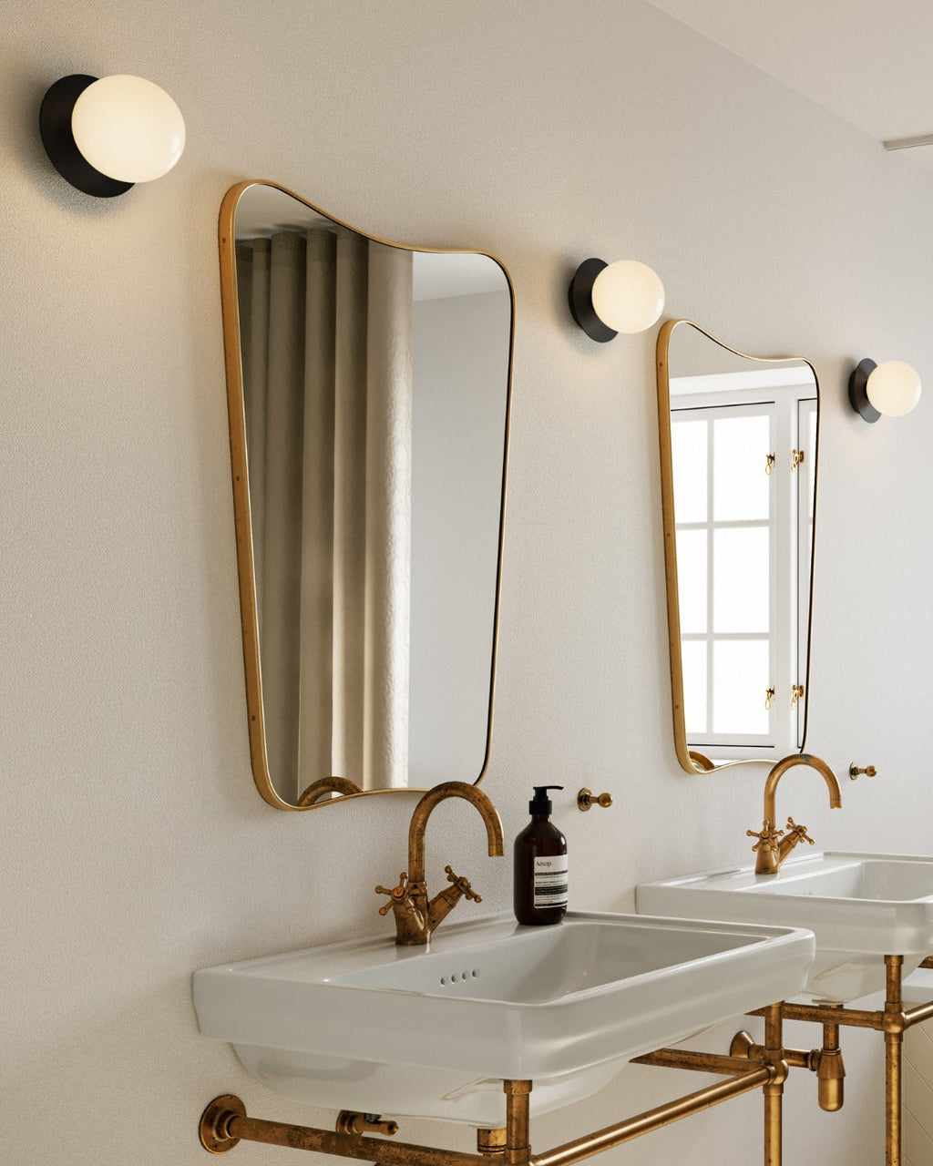 Celeste Wall Lamp | Metal, Brass, Glass | Black, White, Clear