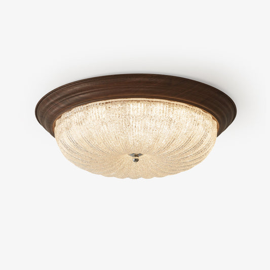 Celestia Walnut Ceiling Light | Walnut Wood Grain | White Shade