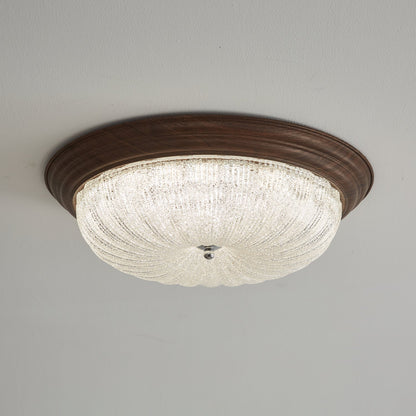 Celestia Walnut Ceiling Light | Walnut Wood Grain | White Shade