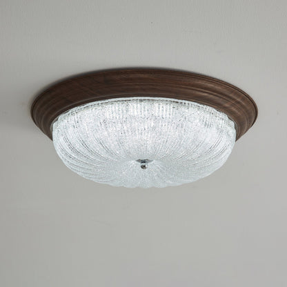 Celestia Walnut Ceiling Light | Walnut Wood Grain | White Shade