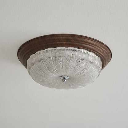 Celestia Walnut Ceiling Light | Walnut Wood Grain | White Shade