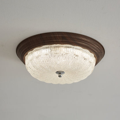 Celestia Walnut Ceiling Light | Walnut Wood Grain | White Shade