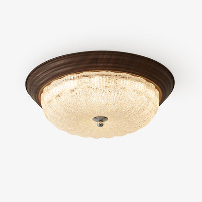 Celestia Walnut Ceiling Light | Walnut Wood Grain | White Shade