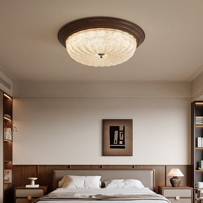 Celestia Walnut Ceiling Light | Walnut Wood Grain | White Shade